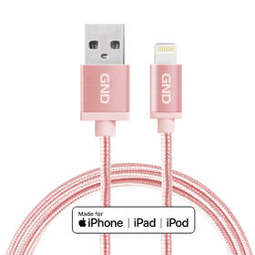 Kabel GND USB / lightning MFI, 2m, opletený růžový

 obrázek produktu 1 z 2