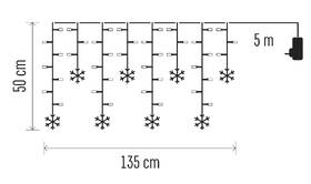 Vánoční osvětlení EMOS 60 LED závěs – vločky, 135 × 50 cm, vnitřní, studená bílá 

 obrázek produktu 7 z 8