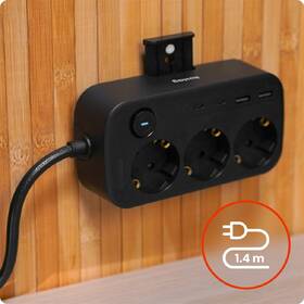 Kabel prodlužovací Huslog 15W 3xzásuvka, 2xUSB-C, 2xUSB, 1x držák na telefon černý

 obrázek produktu 8 z 9