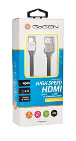 Kabel GoGEN HDMI / HDMI mini, 1,5m, v1.4, pozlacený, High speed, s ethernetem černá barva
