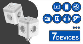 Rozbočovací zásuvka Viking ACT43S, 4× zásuvka 230V, 3× USB bílá barva
