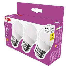 Žárovka LED EMOS Classic mini globe, E27, 4,2W, neutrální bílá (3 ks) 

 obrázek produktu 3 z 3