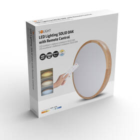 Stropní svítidlo Solight Solid Oak, 48W, s dálkovým ovladačem, 3360lm, 39cm, stmívání, studená/neutrální/teplá bílá hnědé

 obrázek produktu 8 z 8