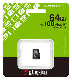 Paměťová karta Kingston Canvas Select Plus MicroSDXC 64GB UHS-I U1 (R100/W30) černá

 obrázek produktu 2 z 2