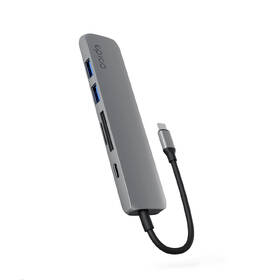 USB Hub Epico 6in1 Aluminium 8K USB-C/1× USB-C, 2× USB 3.0, HDMI, microSD, SD šedý

 obrázek produktu 1 z 3
