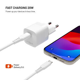 Nabíječka do sítě FIXED Mini, PD 20W, 1xUSB-C + USB-C/USB-C kabel, 1,2m bílá

 obrázek produktu 3 z 10