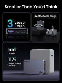 Nabíječka do sítě UGREEN 65W GaN Tech Ultra-Slim stříbrná

 obrázek produktu 8 z 10