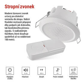 Zvonek EMOS drátový/bezdrátový P57103, vestavný bílý

 obrázek produktu 11 z 14