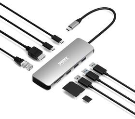 Dokovací stanice PORT CONNECT 9v1 USB-C, 1x 4K, 85W PD stříbrná

 obrázek produktu 2 z 8