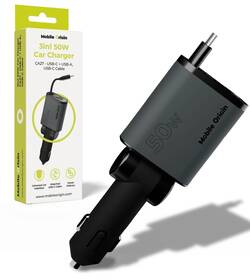 Adaptér do auta Mobile Origin 3in1 50W CA27 - USB-C, USB-A + USB-C kabel černý/šedý

 obrázek produktu 9 z 13
