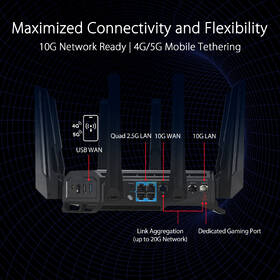 Router Asus ROG Rapture GT-BE98, Wi-Fi 7, AiMesh černá barva
