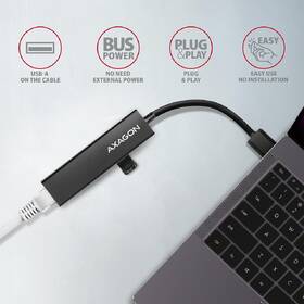 USB Hub Axagon USB 3.2 Gen 1 hub, 3x USB-A + Gigabit Ethernet, kabel USB-A 20cm černý

 obrázek produktu 3 z 7