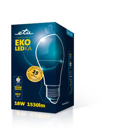 Žárovka LED ETA EKO LEDka klasik 18W, E27, teplá bílá 

 obrázek produktu 3 z 3