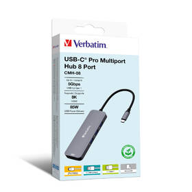 USB Hub Verbatim USB-C Pro Multiport 8 Port stříbrný

 obrázek produktu 4 z 4