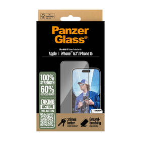 Tvrzené sklo PanzerGlass Ultra-Wide Fit na Apple iPhone 16/15 s instalačním rámečkem 

 obrázek produktu 2 z 4