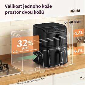 Fritéza horkovzdušná COSORI Turbo Tower, 10,8 l černá barva
