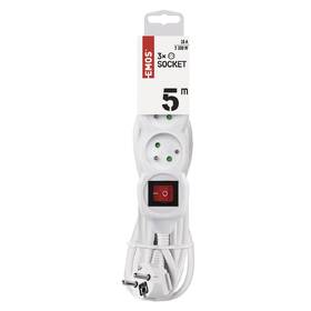 Kabel prodlužovací EMOS 3x zásuvka, vypínač, 5m bílý

 obrázek produktu 1 z 3