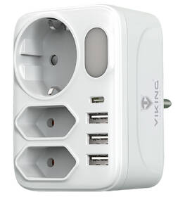 Rozbočovací zásuvka Viking AC34, 3x zásuvka, 3x USB, 1x USB-C bílá

 obrázek produktu 1 z 6