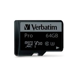 Paměťová karta Verbatim microSDXC 64GB UHS-I V30 U3 (90R/45W) + adaptér 

 obrázek produktu 1 z 2