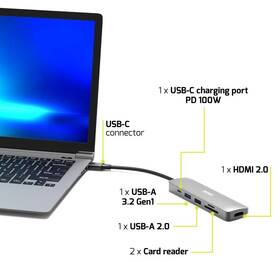 Dokovací stanice PORT CONNECT 6v1 USB-C, 1x 4K stříbrná

 obrázek produktu 5 z 8