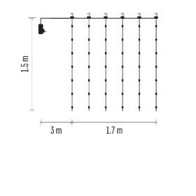 Vánoční osvětlení EMOS 180 LED drop řetěz – záclona, 1,7x1,5 m, venkovní i vnitřní, teplá bílá, programy 

 obrázek produktu 11 z 15