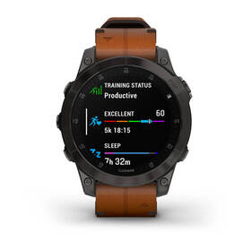 Chytré hodinky Garmin epix Sapphire Style - Titan Black/Brown Leather Band 

 obrázek produktu 1 z 12