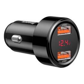 Adaptér do auta Baseus Magic 2x USB, 45 W, 6 A, s displejem černý

 obrázek produktu 2 z 4