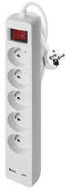 Kabel prodlužovací EMOS 5x zásuvka, 1×USB-A + 1×USB-C vypínač, 3m bílý

 obrázek produktu 1 z 7