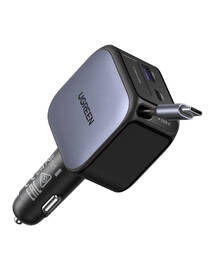 Adaptér do auta UGREEN 2×USB-C, USB, 60W, se zatahovacím kabelem šedý

 obrázek produktu 3 z 7