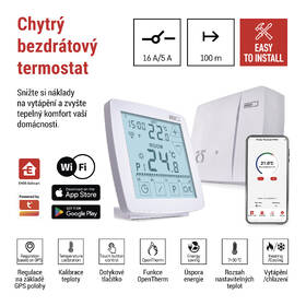 Termostat EMOS GoSmart, pokojový, programovatelný, bezdrátový, WiFi bílý

 obrázek produktu 11 z 16