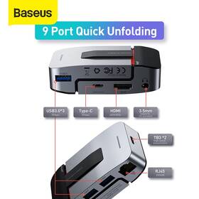 USB Hub Baseus Armor Age USB-C/3x USB 3.0, USB-C, HDMI, 3,5mm Jack, RJ 45 šedý

 obrázek produktu 9 z 10