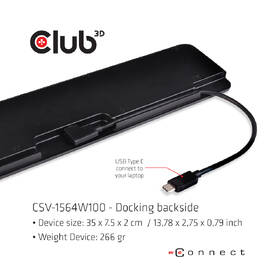 Dokovací stanice Club3D USB-C 3.2 s napájecím adaptérem Triple Display Dynamic PD, 100 W černá

 obrázek produktu 1 z 5