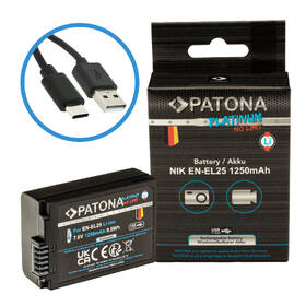 Baterie PATONA pro foto Nikon EN-EL25 1250mAh Li-Ion Platinum, USB-C černá

 obrázek produktu 1 z 4