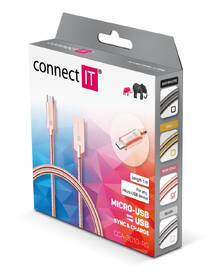 Kabel Connect IT Wirez Steel Knight USB/micro USB, ocelový, opletený, 1m růžový/zlatý

 obrázek produktu 2 z 3