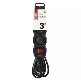 Kabel prodlužovací EMOS 3x zásuvka, vypínač, 3m černá

 obrázek produktu 1 z 4