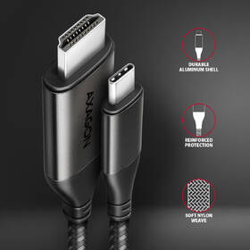 Kabel Axagon USB-C / HDMI 2.0, 1.8m, 4K/60Hz HDR10 černá barva
