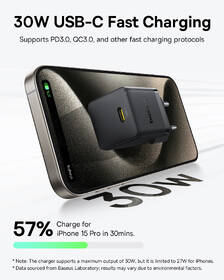 Nabíječka do sítě Baseus Palm 30W USB-C PD QC 3.0 černá barva
