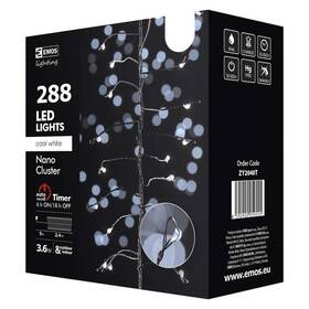 Vánoční osvětlení EMOS 288 LED vánoční nano řetěz – ježek, 2,4m, studená bílá, časovač 

 obrázek produktu 2 z 2