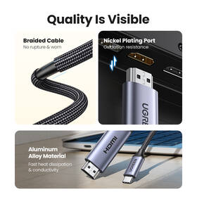 Kabel UGREEN USB-C/HDMI 8K, 1,5m černý/šedý

 obrázek produktu 7 z 7