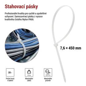 Stahovací pásky EMOS 450×7,6MM, 25KS bílé

 obrázek produktu 6 z 8