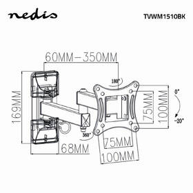 Držák TV Nedis Full Motion, pro úhlopříčky 13" až 27", nosnost 15 kg černý

 obrázek produktu 5 z 6