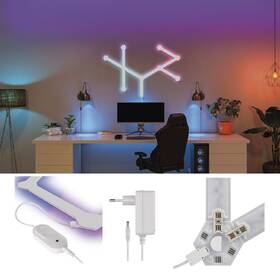 Nástěnné svítidlo EMOS GoSmart, 34 W, RGB Lines (9 ks) bílá barva
