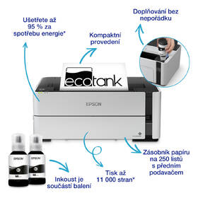 Tiskárna inkoustová Epson EcoTank M1170 černá/bílá

 obrázek produktu 3 z 14