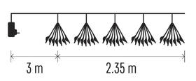 Vánoční osvětlení EMOS 150 LED řetěz - svítící trsy, nano, 2,35 m, vnitřní, teplá bílá, časovač 

 obrázek produktu 6 z 7
