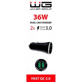 Adaptér do auta WG 2x USB, QC 3.0, 36 W černý

 obrázek produktu 1 z 1