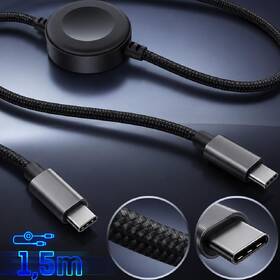 Nabíjecí kabel 3mk OmniLink USB-C s nabíjením Apple Watch a Samsung Galaxy Watch, 100 W PD, 1,5 m černé

 obrázek produktu 4 z 5