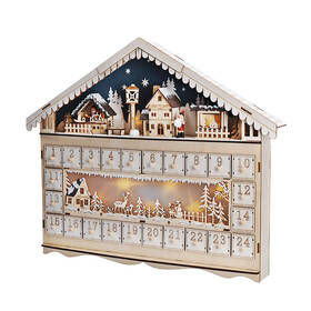 LED dekorace Solight adventní kalnedář - horská chata, 10x LED, 50x40cm, 2x AA 

 obrázek produktu 1 z 6