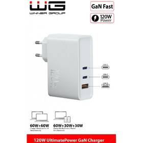 Nabíječka do sítě WG GaN, 1x USB, 2x USB-C, 120W bílá

 obrázek produktu 1 z 1