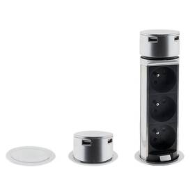 Kabel prodlužovací Solight výsuvný blok, 3x zásuvka, 2x USB, 1,5m stříbrný

 obrázek produktu 1 z 3