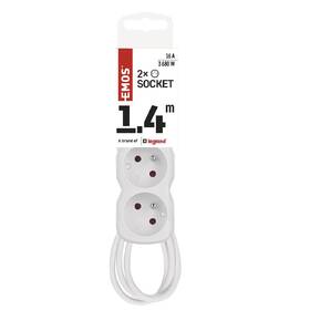 Kabel prodlužovací EMOS 2 x zásuvka, vypínač, 1,4m bílý

 obrázek produktu 4 z 6